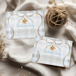 Carte D'accompagnement Livre en vichy bleu garçon arachide pour Baby Show