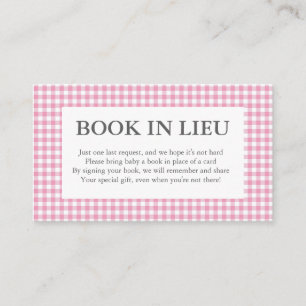 Carte D'accompagnement livre en vichy rose en lieu