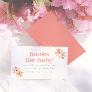 Carte D'accompagnement Livre Fleur Rétro pour la Baby Shower d'une Bébé F