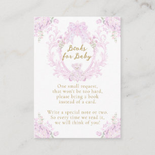 Carte D'accompagnement Livre pour BabyPink Floral Crest Preppy Baby showe
