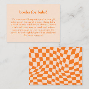 Carte D'accompagnement Livre pour bébé à motif à carreaux abstrait orange