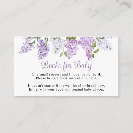Carte D'accompagnement Livre pour bébé shower bébé Fleurs de lilas rustiq (Devant)