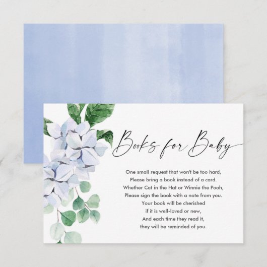 Carte D'accompagnement Livre vert fleuri bleu printemps pour bébé garçon (Devant / Derrière)