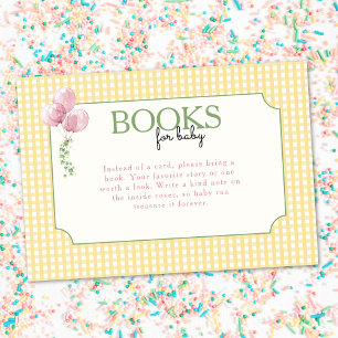 Carte D'accompagnement Livres à carreaux aux ballons roses pour bébé Sill
