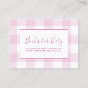Carte D'accompagnement Livres à carreaux Gingham rose pâle et blanc pour