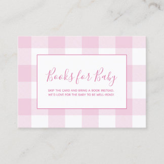 Carte D'accompagnement Livres à carreaux Gingham rose pâle et blanc pour