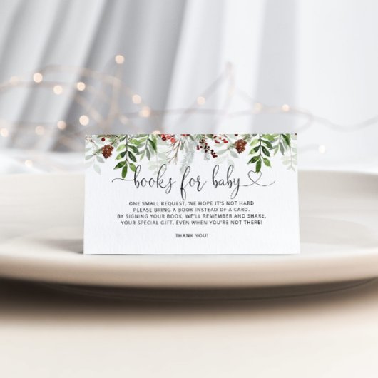 Carte D'accompagnement Livres à feuillage persistant de neige de Noël pou