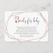 Carte D'accompagnement Livres à fleurs géométriques en or rose pour bébé (Devant)
