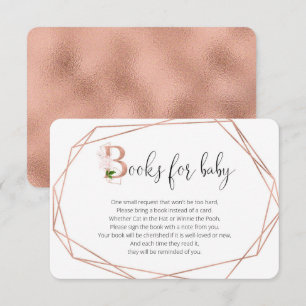 Carte D'accompagnement Livres à fleurs géométriques en or rose pour bébé