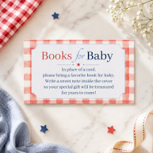 Livres à gingham rouge blanc bleu pour Baby Shower