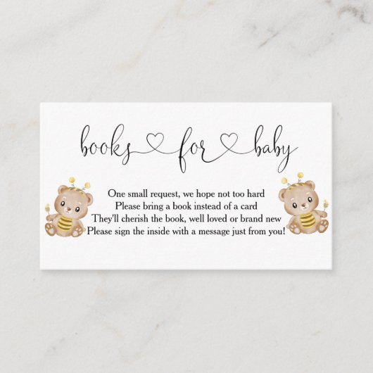Carte D'accompagnement Livres À Ours De Miel Pour Bébé (Devant)