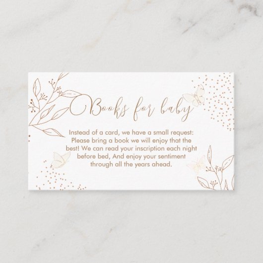 Carte D'accompagnement Livres À Papillons Feuille D'Or Moderne Pour Le Ba (Devant)