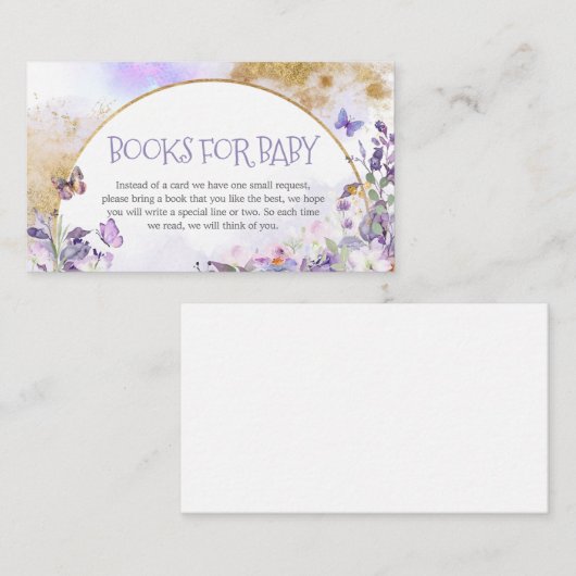 Carte D'accompagnement Livres à papillons floraux enchantés pour bébé (Devant / Derrière)