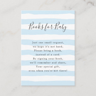 Carte D'accompagnement Livres à rayures bleues pour bébé, baby shower