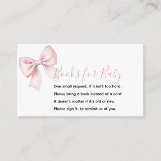 Carte D'accompagnement Livres à ruban rose pour Baby Shower Coquette Fill