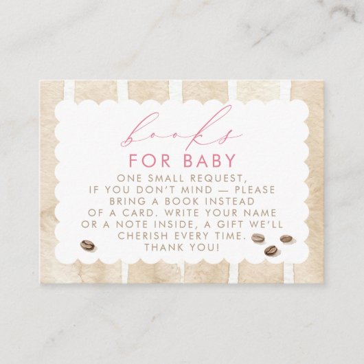 Carte D'accompagnement Livres à thème café pour demande de bébé (Devant)