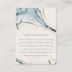 Carte D'accompagnement Livres Abstraits Blue Gold Beachy Pour Baby shower