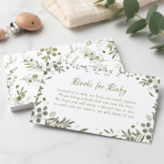 Carte D'accompagnement Livres aquarelle Eucalyptus Vert Sauge pour Bébé