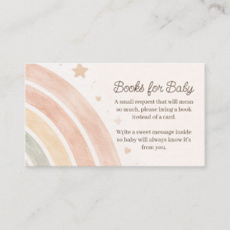 Carte D'accompagnement Livres Arc-en-Ciel Bohème pour Bébé Fête de Naissa