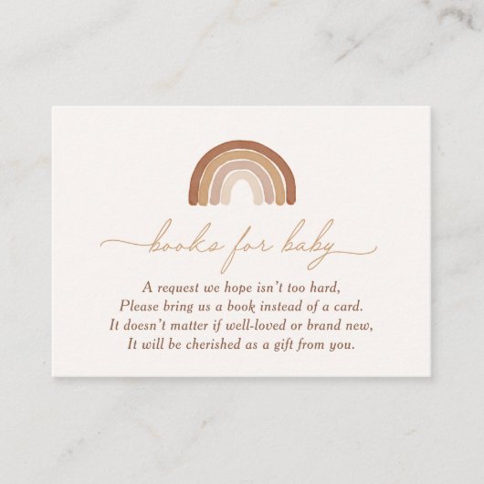 Carte D'accompagnement Livres arc-en-ciel en terre cuite Boho pour bébé (Devant)