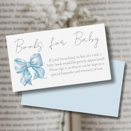 Carte D'accompagnement Livres Baby shower Blue Bow pour bébé