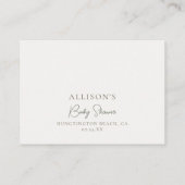 Carte D'accompagnement Livres Baby shower Boho Pampas Vert Neutral (Dos)