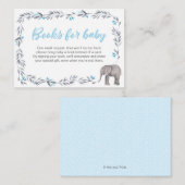 Carte D'accompagnement Livres Baby shower éléphant pour bébé bleu (Devant / Derrière)