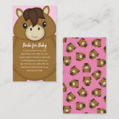 Carte D'accompagnement Livres Baby showers à cheval (Devant / Derrière)