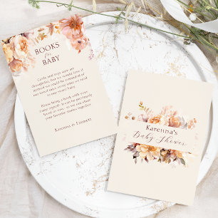 Carte D'accompagnement Livres Baby showers Floral Crème Automne Pour Bébé