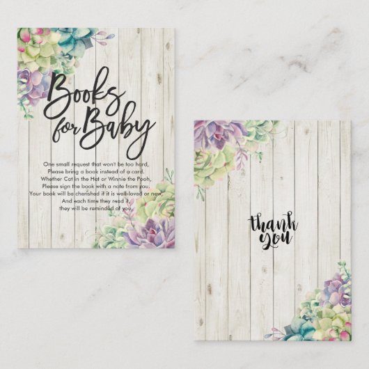 Carte D'accompagnement Livres baby showers pour bébé / Apporter un livre (Devant / Derrière)