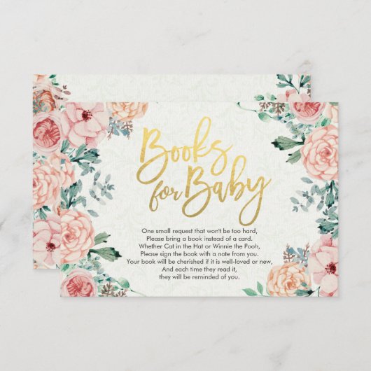 Carte D'accompagnement Livres baby showers pour bébé / Apporter un livre (Devant / Derrière)