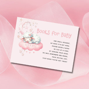 Carte D'accompagnement Livres Baby showers pour bébé Pink Little Lamb