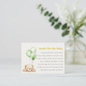 Carte D'accompagnement Livres Bearly Wait Balloon Vert Pour Baby shower (Debout devant)