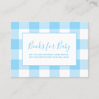 Carte D'accompagnement Livres bébé bleu et blanc Gingham carreaux pour bé