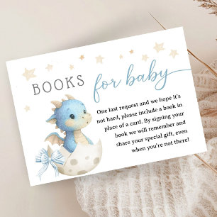 Carte D'accompagnement Livres Bébé Garçon Baby Shower Dragon Bleu Pour Bé