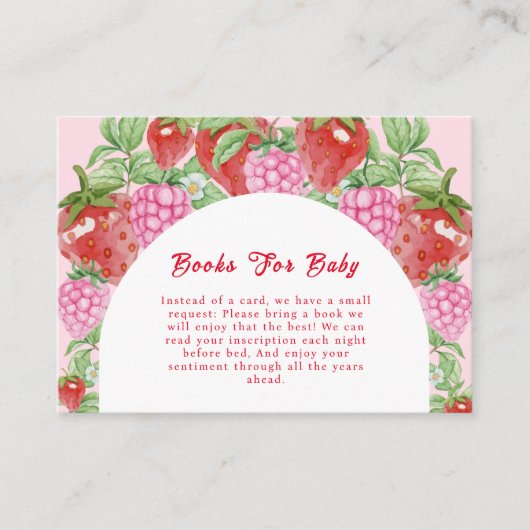 Carte D'accompagnement Livres Berry Sweet Strawberry Arch Pour Baby showe (Devant)
