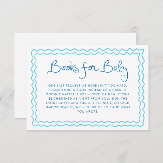 Carte D'accompagnement Livres bleus manuscrits fantaisistes pour bébé (Devant / Derrière)