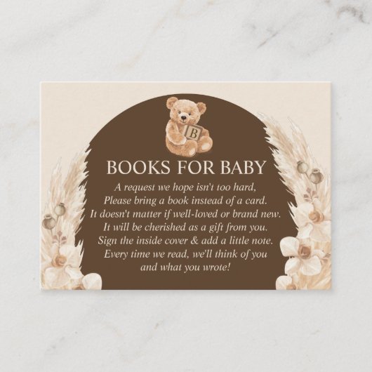 Carte D'accompagnement Livres Brown Pampas Grass Teddy Bear Pour Bébé (Devant)