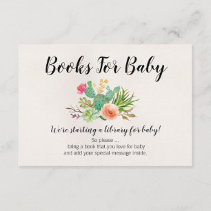 Carte D'accompagnement Livres Cactus Pour Baby shower Bébé Note Insérer