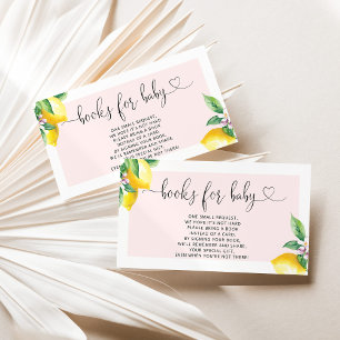 Carte D'accompagnement Livres citron rose aquarelle pour billet bébé