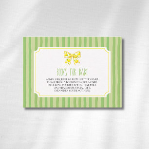Carte D'accompagnement Livres Citron Ruban Citron Vert Rayé Pour Bébé