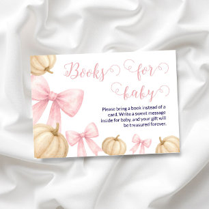 Carte D'accompagnement Livres Citrouilles à arc rose pour Baby shower de