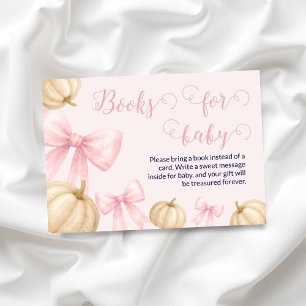 Carte D'accompagnement Livres Citrouilles à arc rose pour Baby shower de
