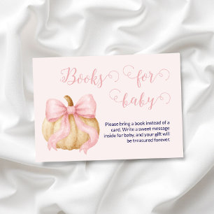 Carte D'accompagnement Livres Citrouilles à arc rose pour Baby shower de