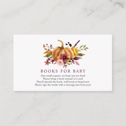 Carte D'accompagnement Livres citrouilles pour Baby insert card (Devant)