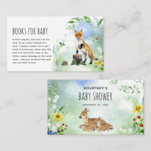Carte D'accompagnement Livres d'animaux de la forêt aquarelle pour bébé