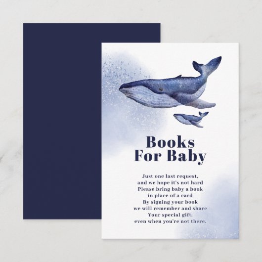 Carte D'accompagnement Livres d'aquarelle bleu marine pour bébé (Devant / Derrière)