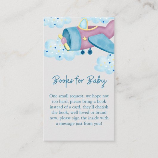 Carte D'accompagnement Livres d'avion pour bébé en bleu violet (Devant)