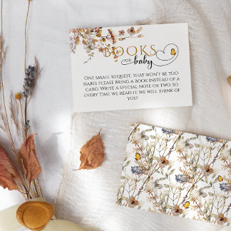 Carte D'accompagnement Livres de Baby shower d'automne Fleur sauvage aqua