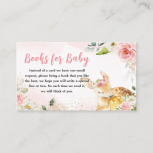 Carte D'accompagnement Livres de Baby shower de cerfs de fleurs roses pou